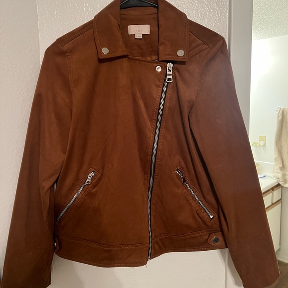 LOFT Brown Suede Moto Jacket - Picture 4 of 7